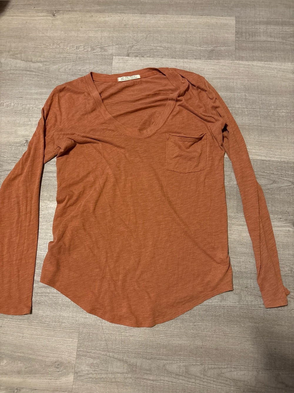 We The Free Womens M Betty Longs Sleeve Burnt Orange Boho Lagen Hippie Relaxed